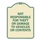 Signmission Not Responsible for Theft or Damage to Vehicles or Contents Heavy-Gauge Alum, 24" H, TG-1824-23541 A-DES-TG-1824-23541 - alternate 1